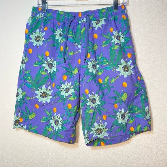 SAXX Ballpark Pouch Cannonball 2in1 Blue Floral Swim Trunk Shorts Mens Medium - Picture 1 of 4